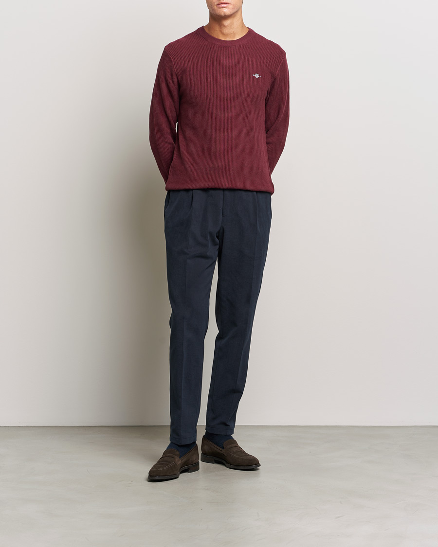 Herren | Pullover | GANT | Cotton Micro Textured Crew Neck Red Shadow