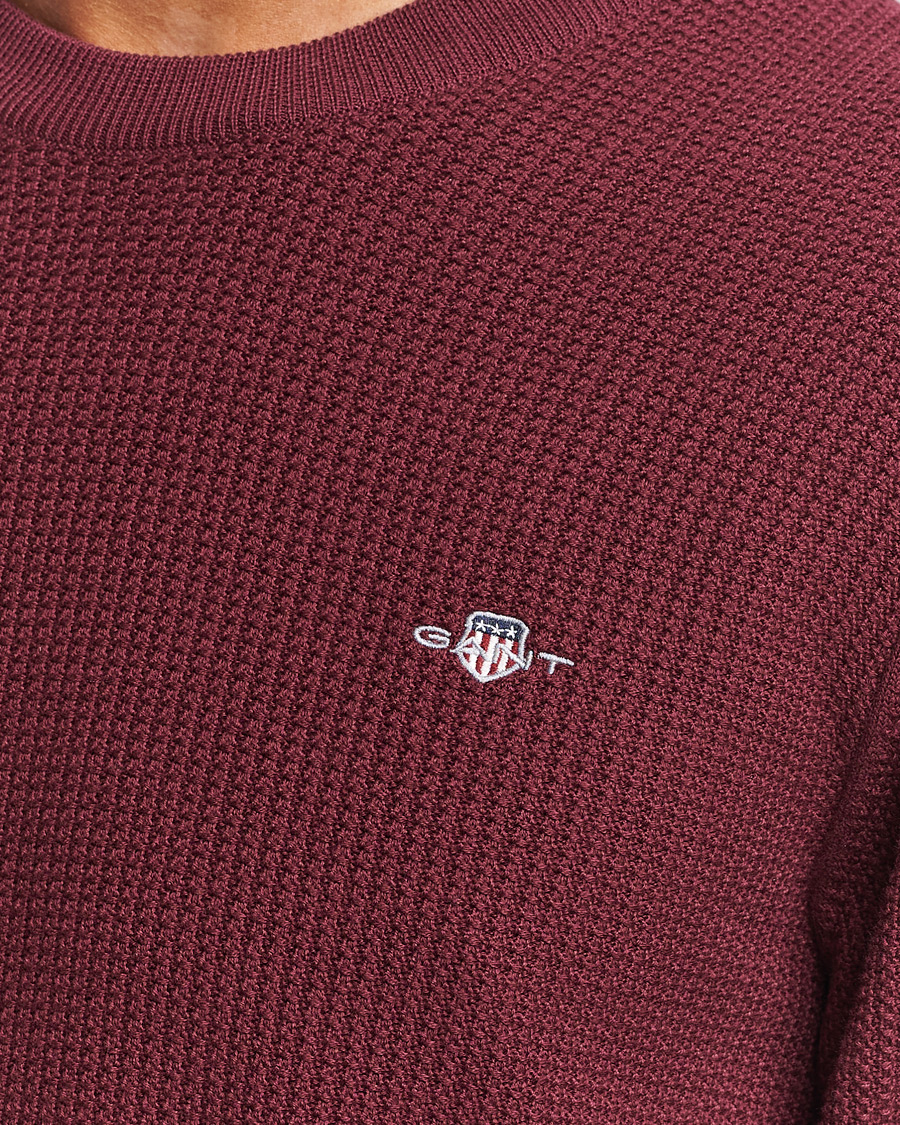 Herren | Pullover | GANT | Cotton Micro Textured Crew Neck Red Shadow
