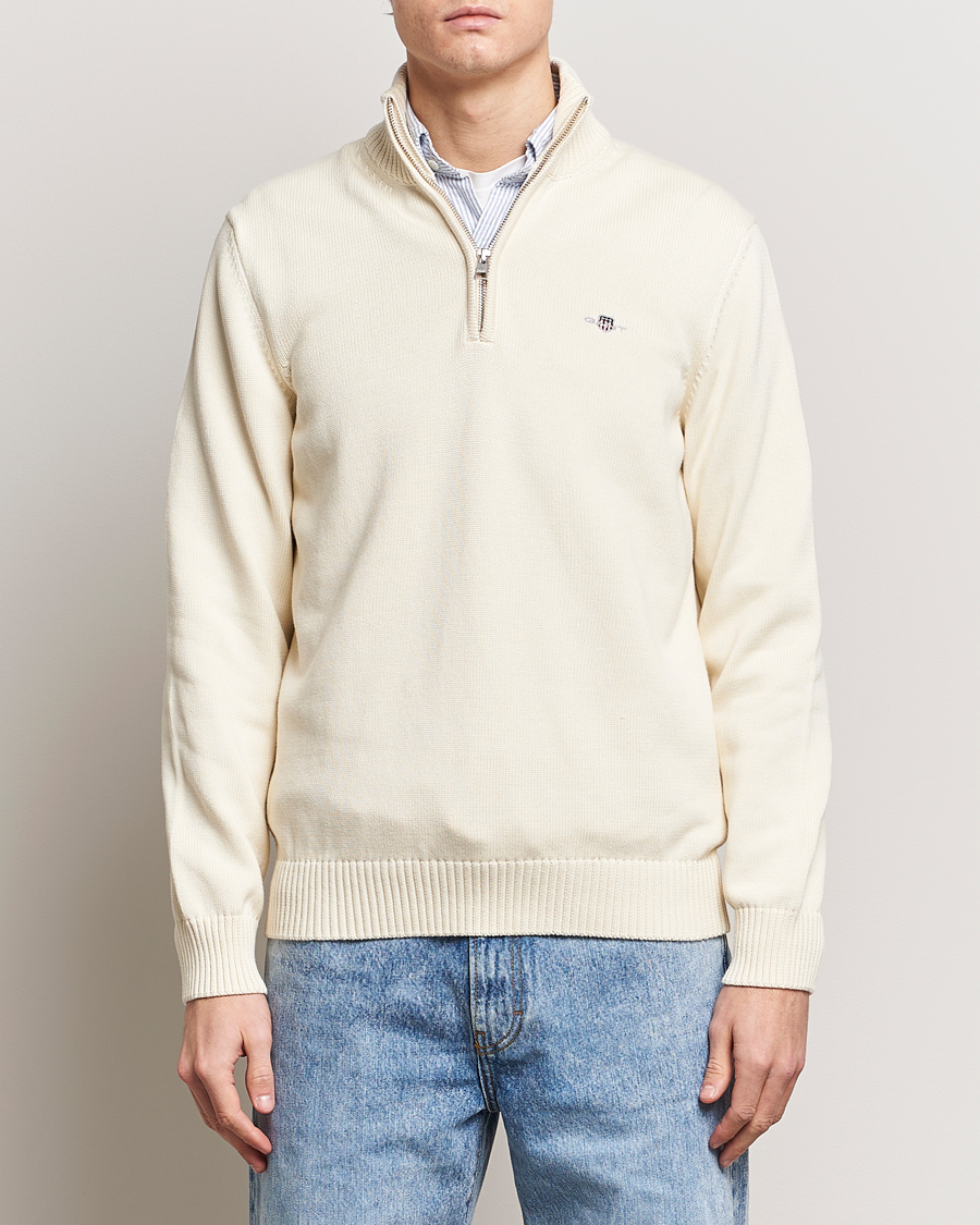 Herren | Pullover | GANT | Cotton Half Zip Cream