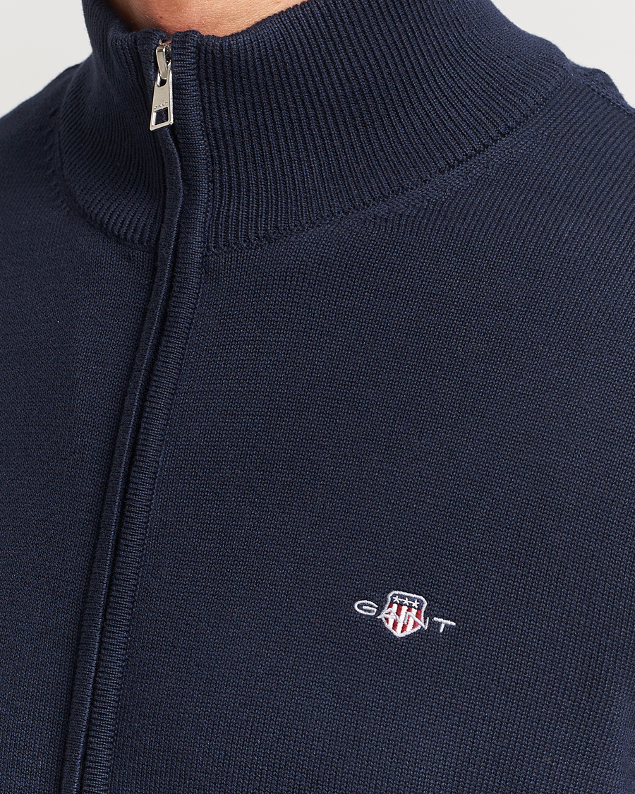Herren | Pullover | GANT | Cotton Full Zip Cardigan Evening Blue