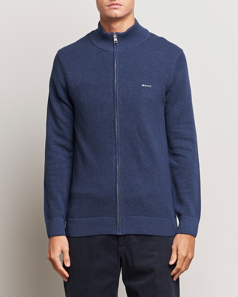 Herren |  | GANT | Cotton Pique Full Zip Marine Melange