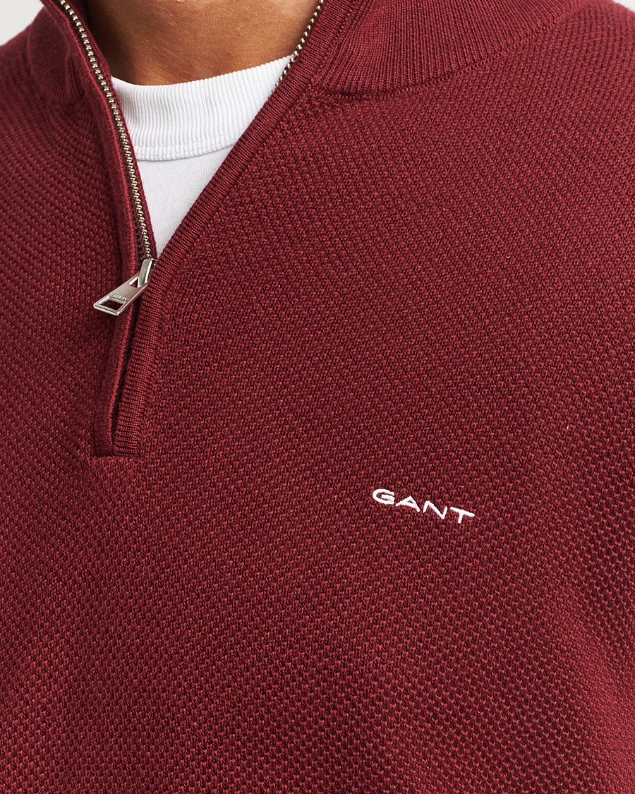Herren | Pullover | GANT | Cotton Pique Half Zip Plumped Red