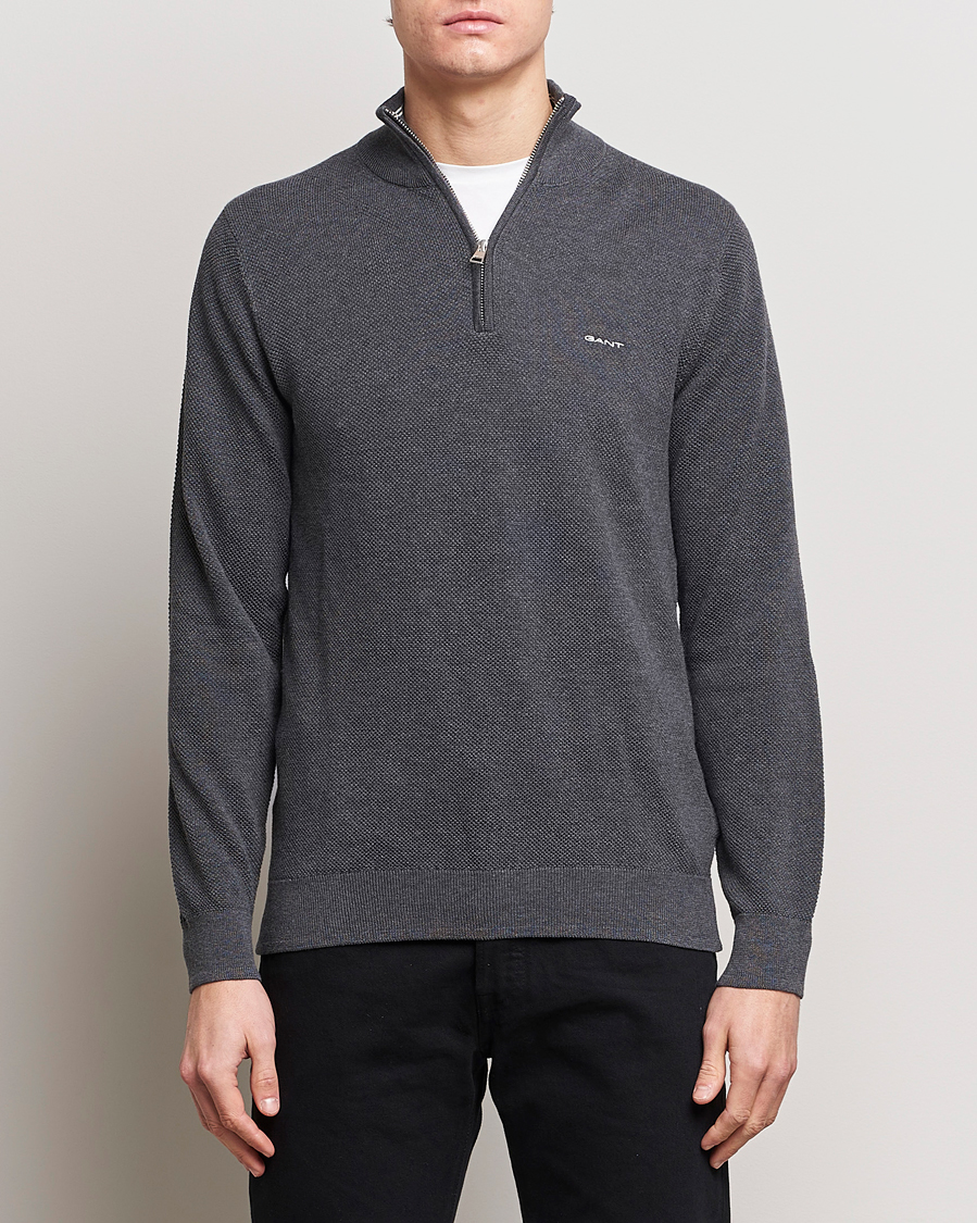 Herren |  | GANT | Cotton Pique Half Zip Antracite