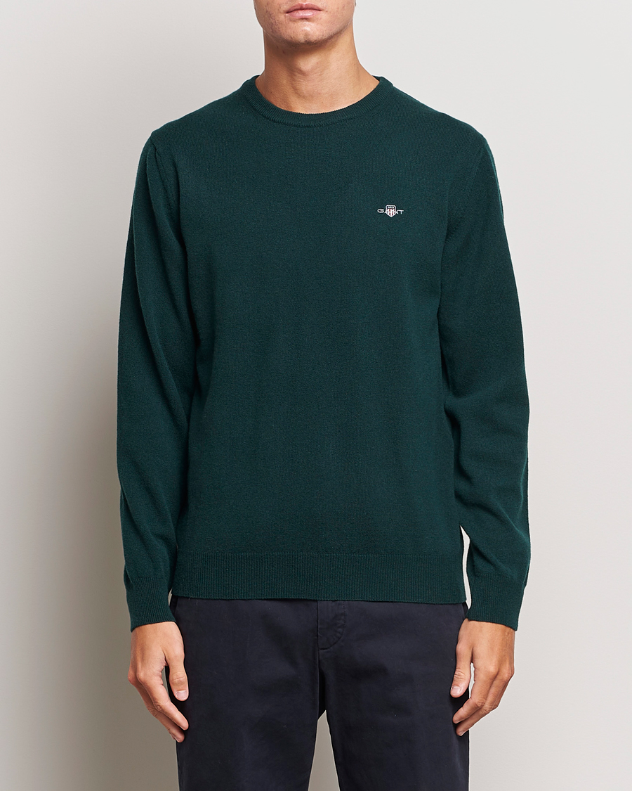 Herren |  | GANT | Lambswool Crew Neck Pullover Tartan Green