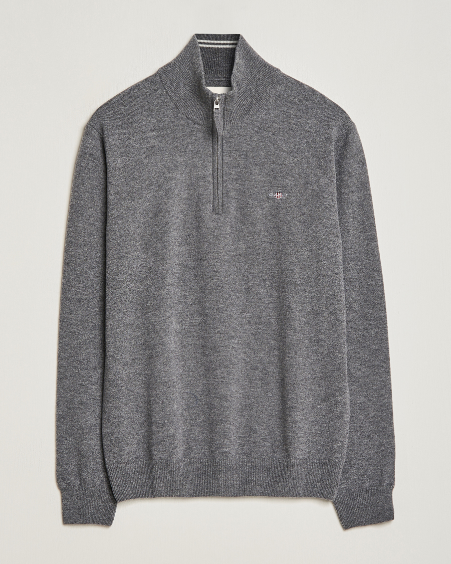 Herren | Pullover | GANT | Lambswool Half Zip Charcoal Melange