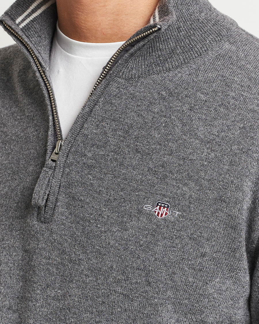 Herren | Pullover | GANT | Lambswool Half Zip Charcoal Melange