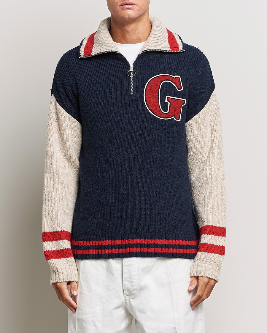 Herren | | GANT | Wool Neps Letter Half Zip Evening Blue
