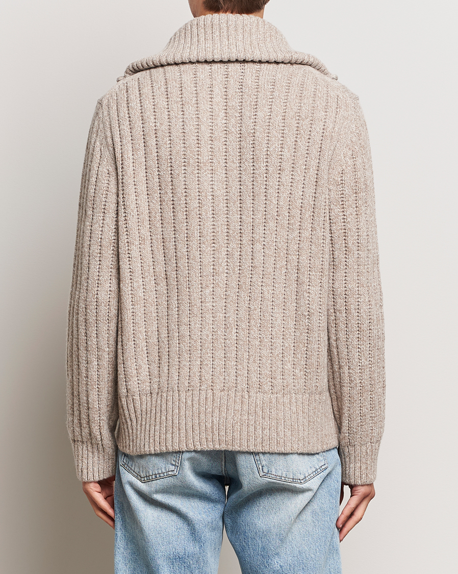 Herren | Pullover | GANT | Heavy Structured Knitted Full Zip Light Beige Melange