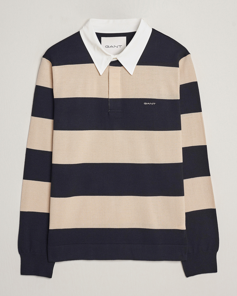 Herren | | GANT | Barstriped Knitted Rugger Beige/Navy