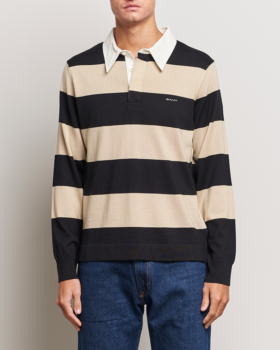 Herren | | GANT | Barstriped Knitted Rugger Beige/Navy