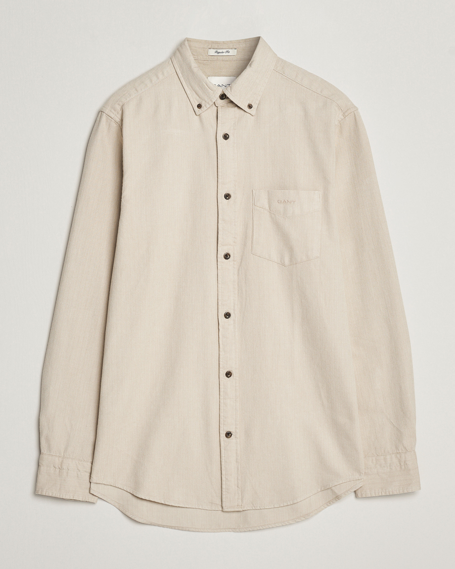 Herren | Hemden | GANT | Regular Fit Herringbone Flannel Shirt Cold Beige