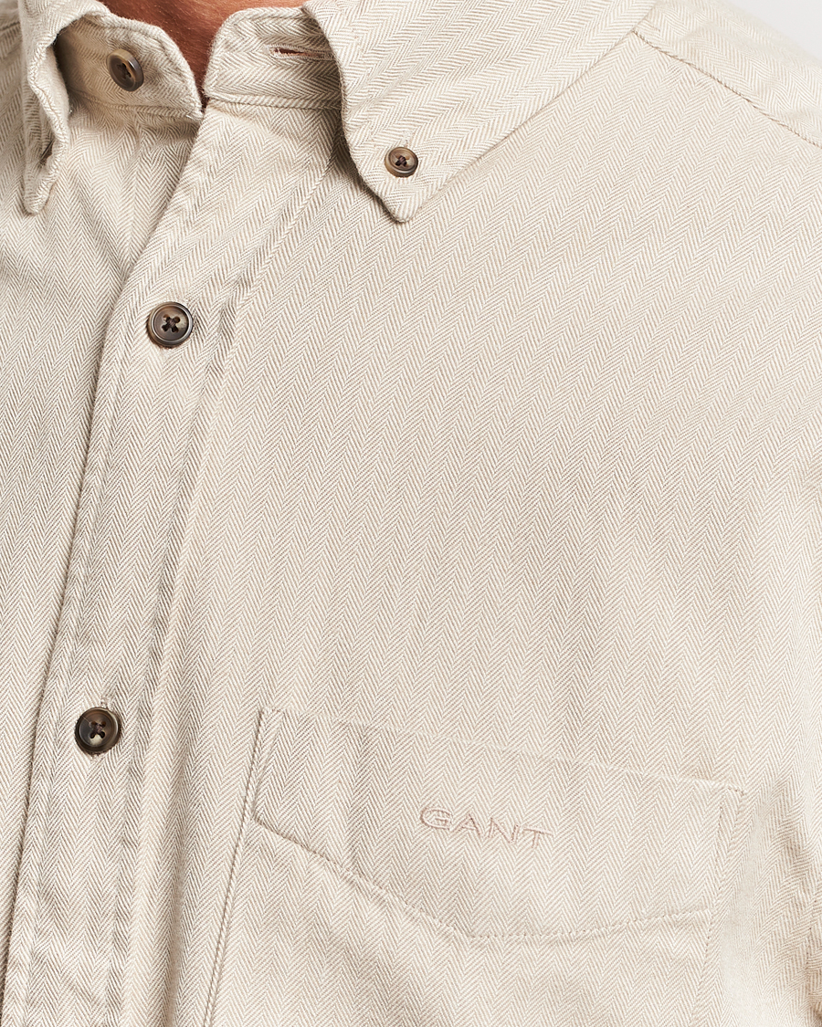 Herren | Hemden | GANT | Regular Fit Herringbone Flannel Shirt Cold Beige