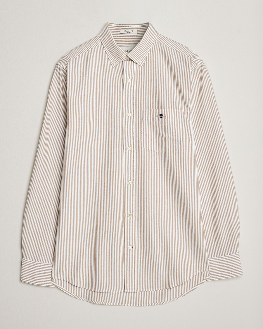 Herren | Hemden | GANT | Regular Fit Striped Oxford Shirt Woody Brown