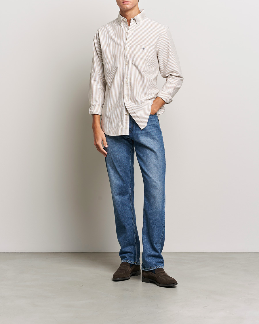 Herren | Hemden | GANT | Regular Fit Striped Oxford Shirt Woody Brown