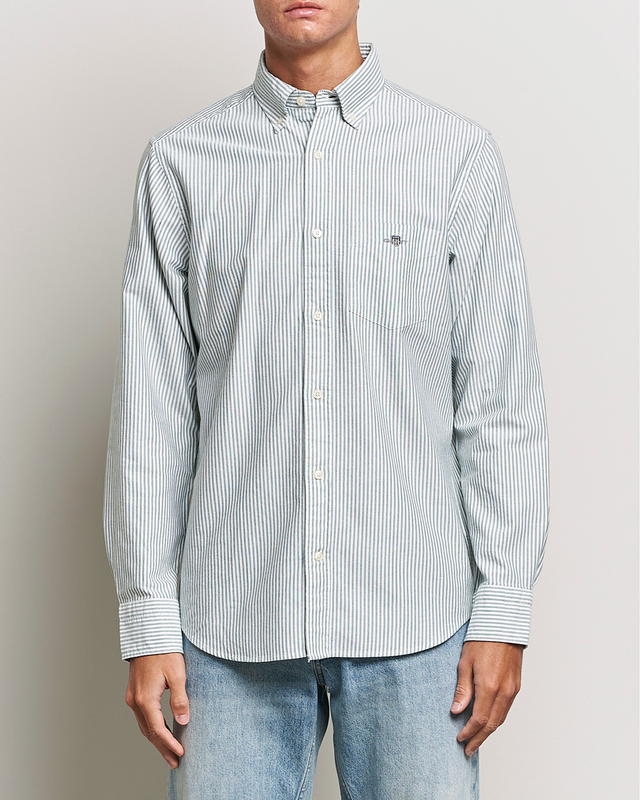 Herren |  | GANT | Regular Fit Striped Oxford Shirt Forest Green