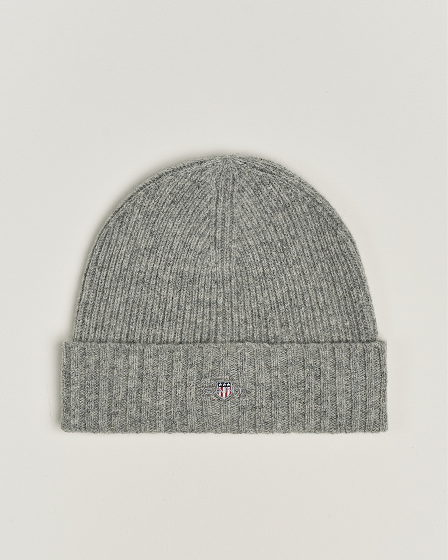 Herren | GANT Wool Lined Beanie Grey Melange | GANT | Wool Lined Beanie Grey Melange