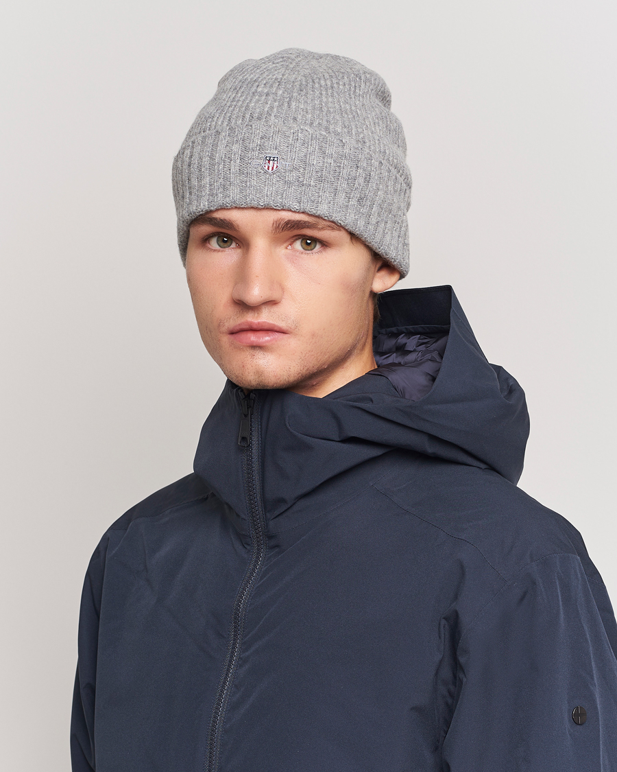 Herren | GANT Wool Lined Beanie Grey Melange | GANT | Wool Lined Beanie Grey Melange