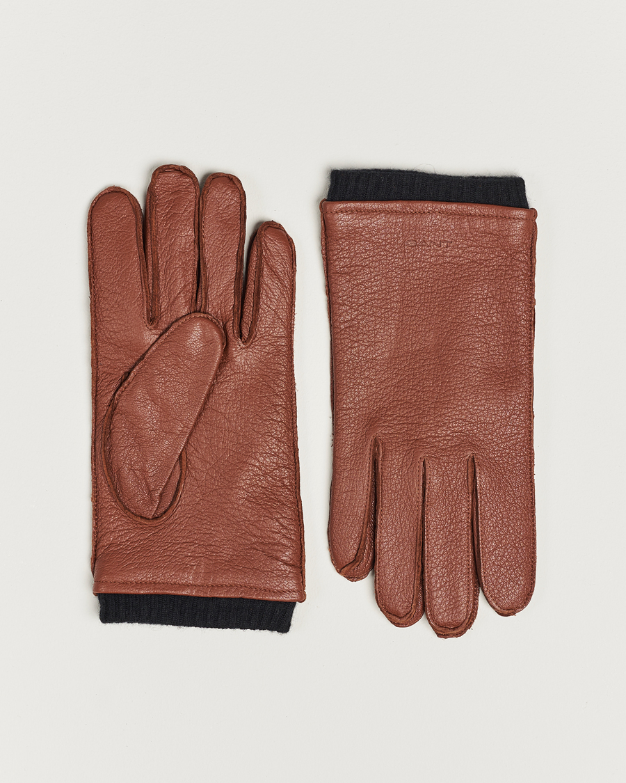 Herren | GANT Wool Lined Leather Gloves Clay Brown | Gant | Wool Lined Leather Gloves Clay Brown