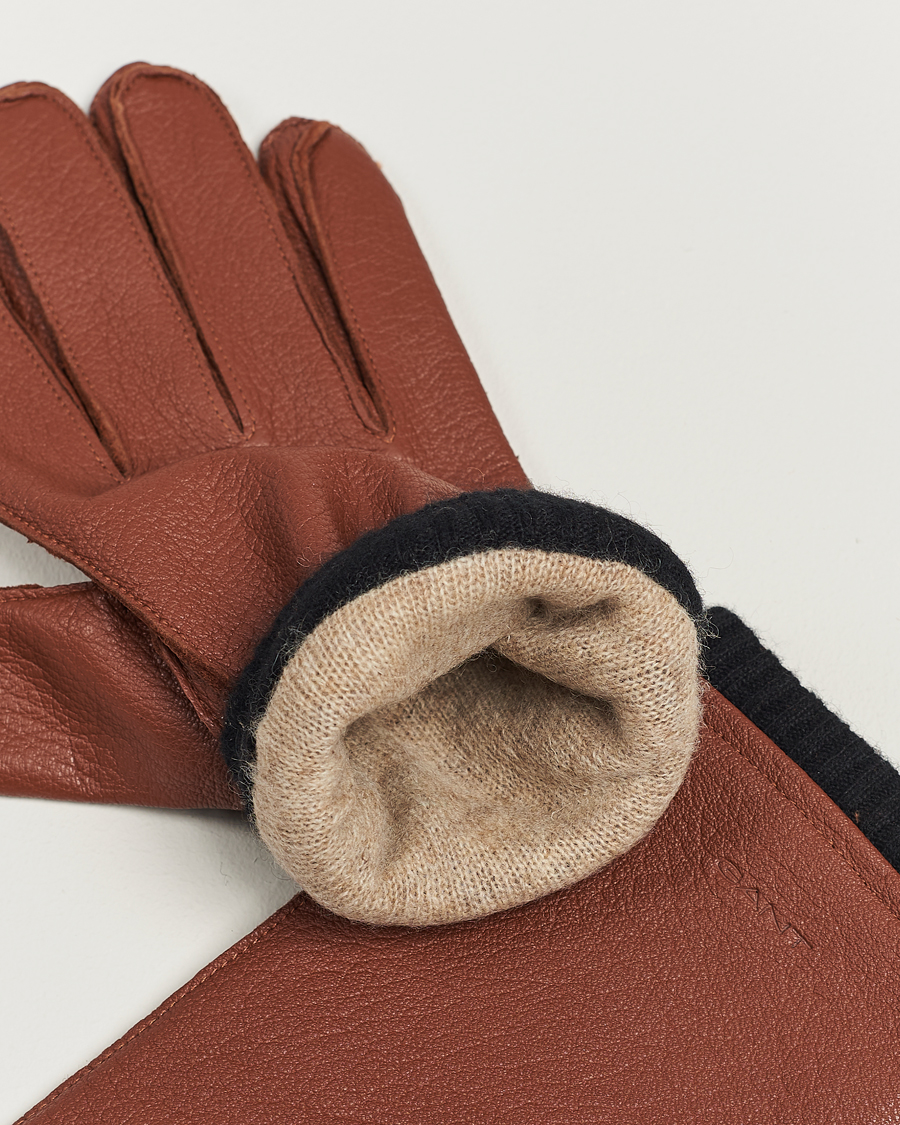 GANT Wool Lined Leather Gloves Clay Brown bei Care of Carl