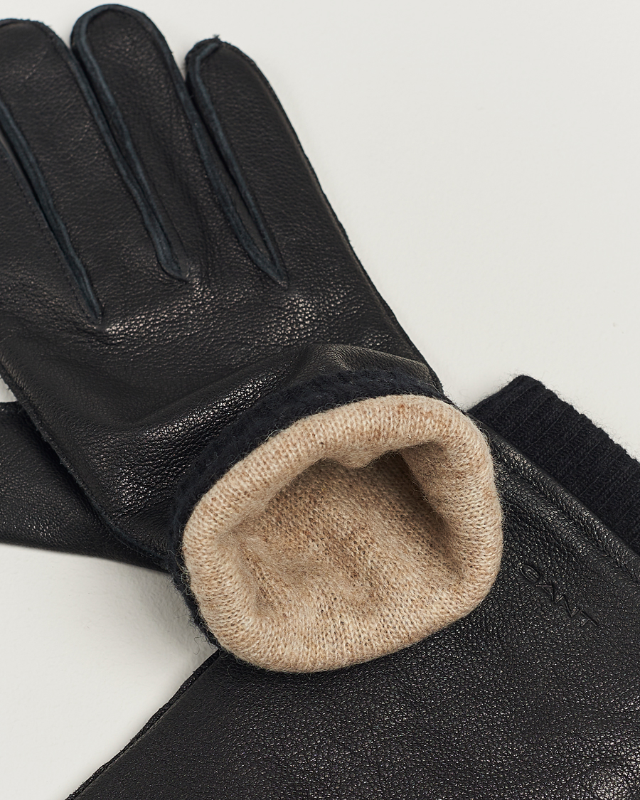 Herren |  | GANT | Wool Lined Leather Gloves Black