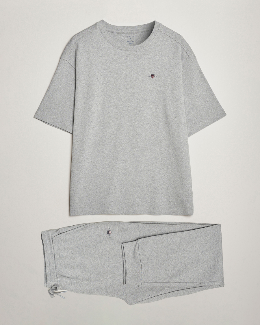 Herren | Pyjamas | GANT | Premium Loungewear Set Grey Melange
