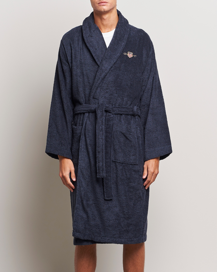 Herren | Schlafanzüge & Bademäntel | GANT | Archive Shield Terry Robe Evening Blue
