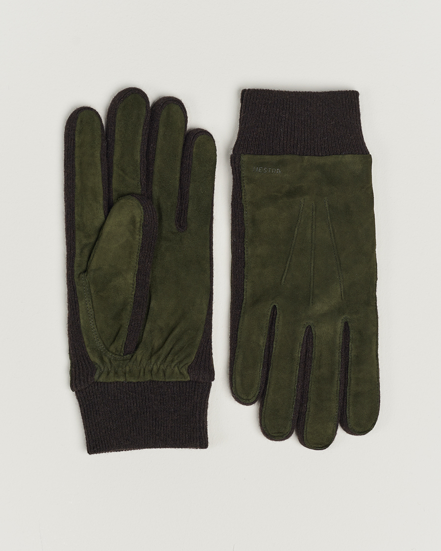Herren | Hestra | Hestra | Geoffery Suede Wool Tricot Glove Dark Olive
