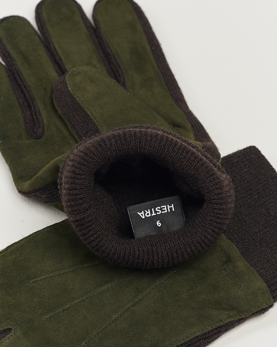 Herren | Accessoires | Hestra | Geoffery Suede Wool Tricot Glove Dark Olive