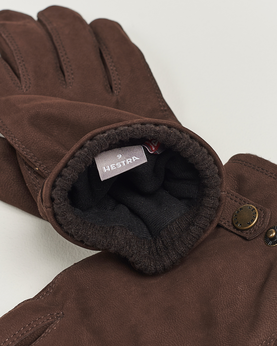 Herren | Business & Beyond | Hestra | Bergvik Fleece Liner Buckle Nubuck Glove Espresso