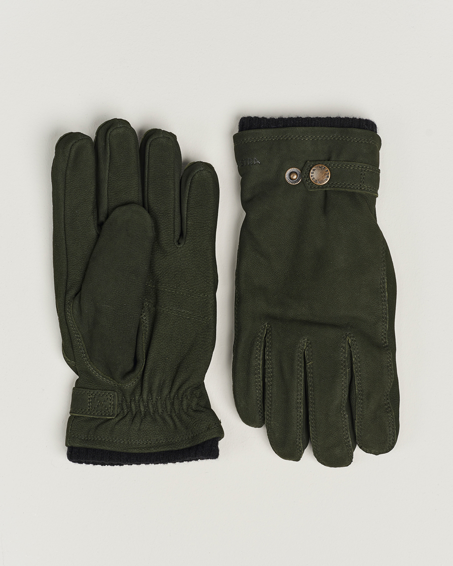 Herren | Handschuhe | Hestra | Bergvik Fleece Liner Buckle Nubuck Glove Bottle Green