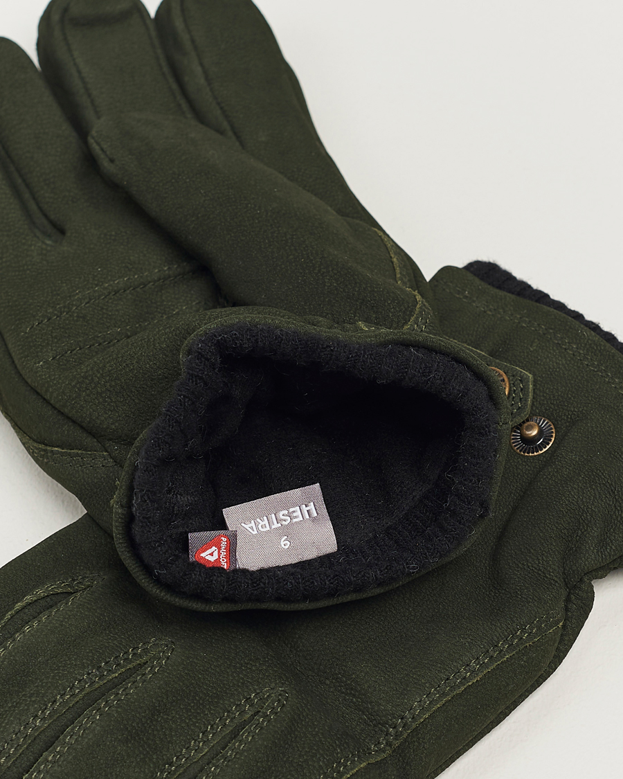 Herren | Handschuhe | Hestra | Bergvik Fleece Liner Buckle Nubuck Glove Bottle Green