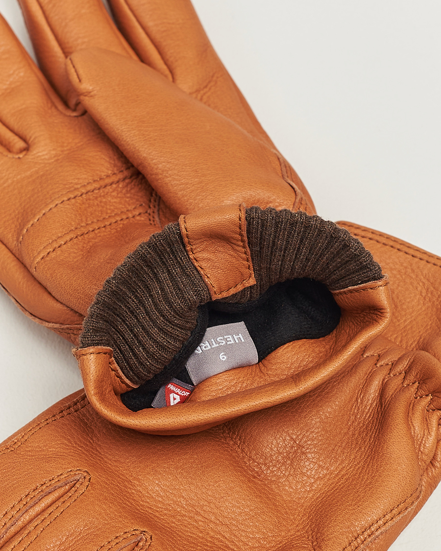 Men |  | Hestra | Kjetil Deerskin Rib Knitted Cuff Glove Cognac