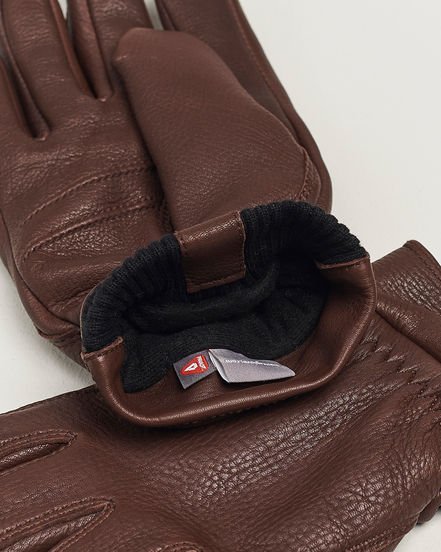 Herren | Business & Beyond | Hestra | Kjetil Deerskin Rib Knitted Cuff Glove Chocolate