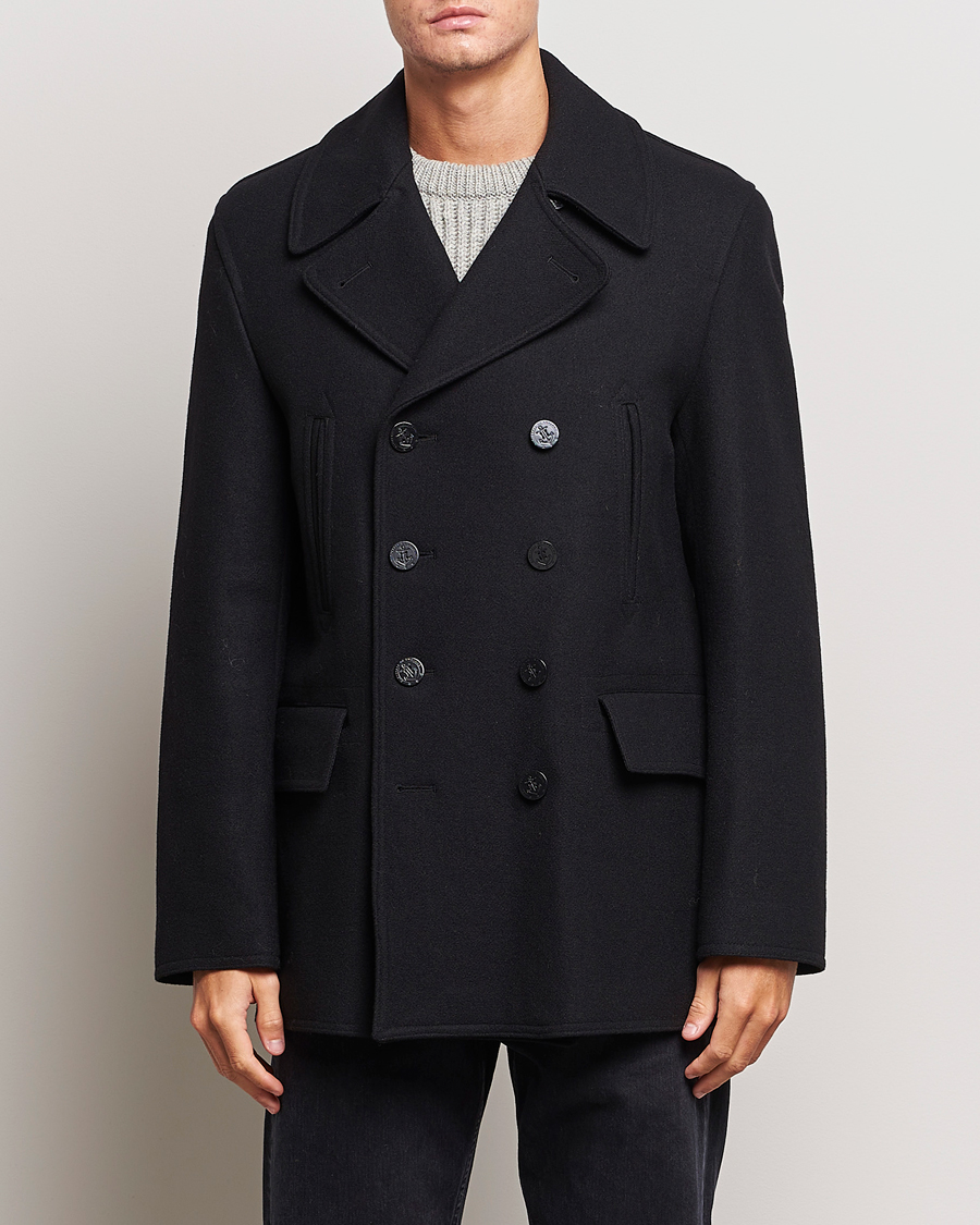 Herren | | Gloverall | Churchill Reefer Peacoat Black