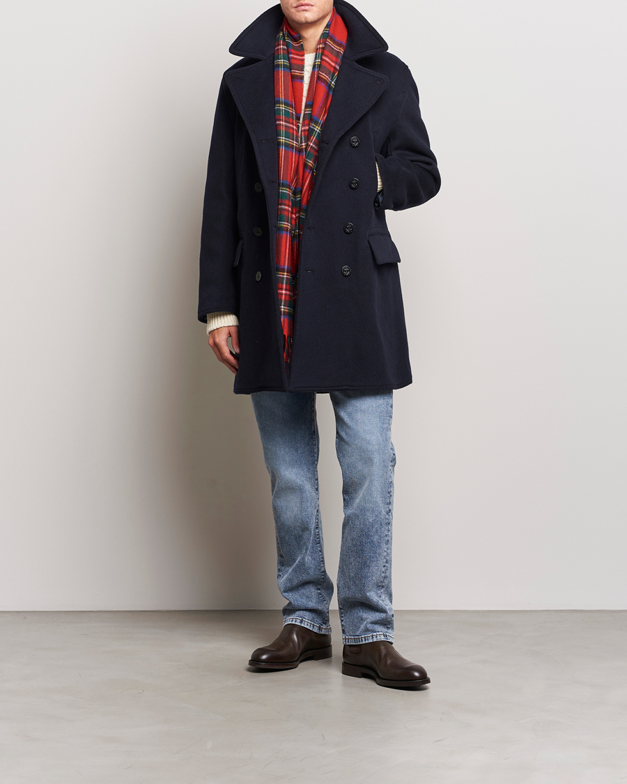Herren | Jacken | Gloverall | Churchill Long Reefer Peacoat Navy Royal