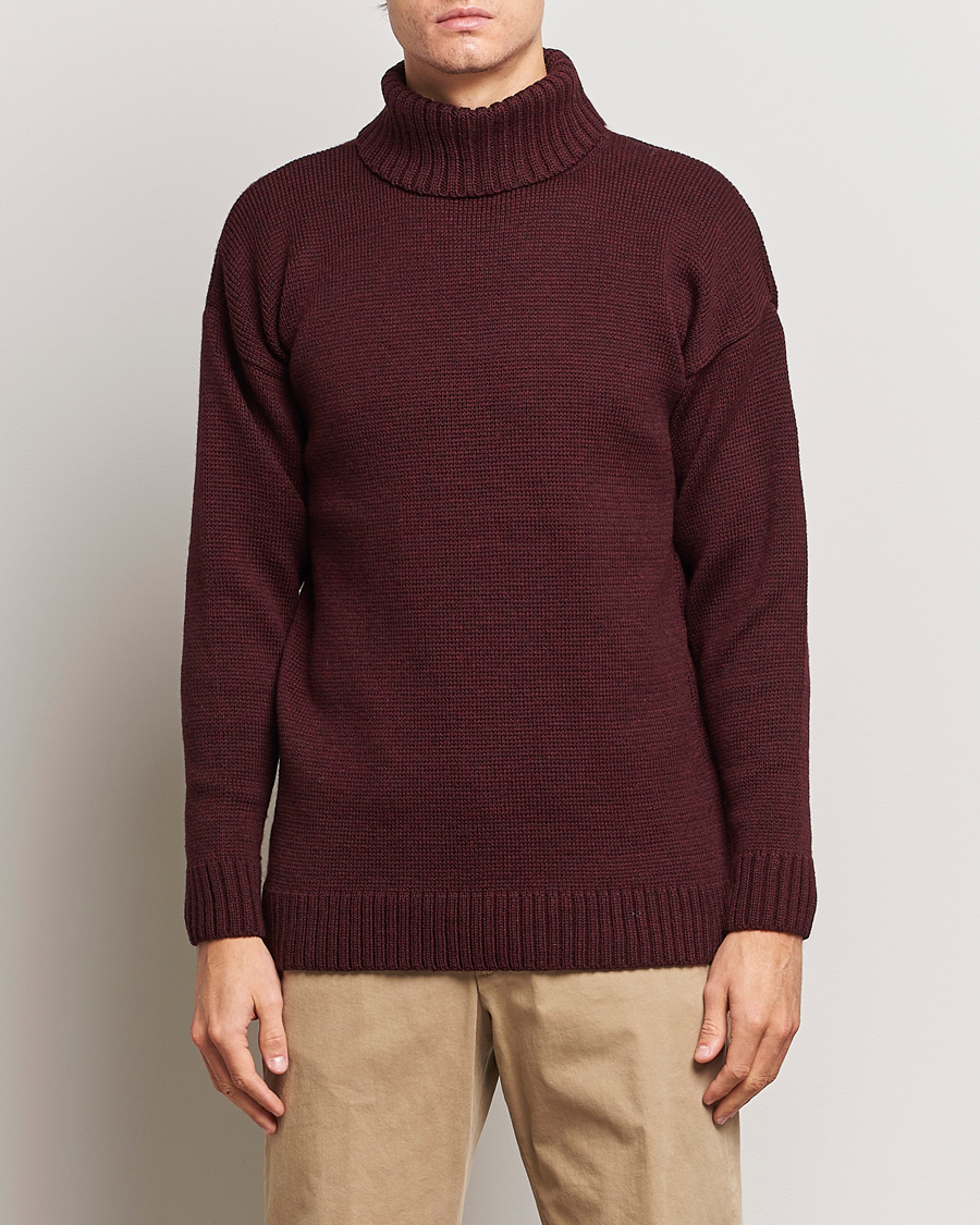 Herren | Gloverall | Gloverall | Submariner Chunky Wool Roll Neck Burgundy