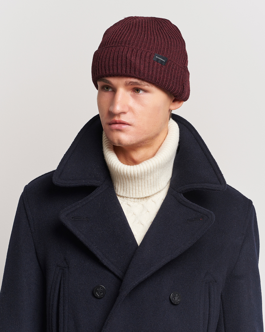 Herren |  | Gloverall | Fisherman Lambswool Beanie Burgundy