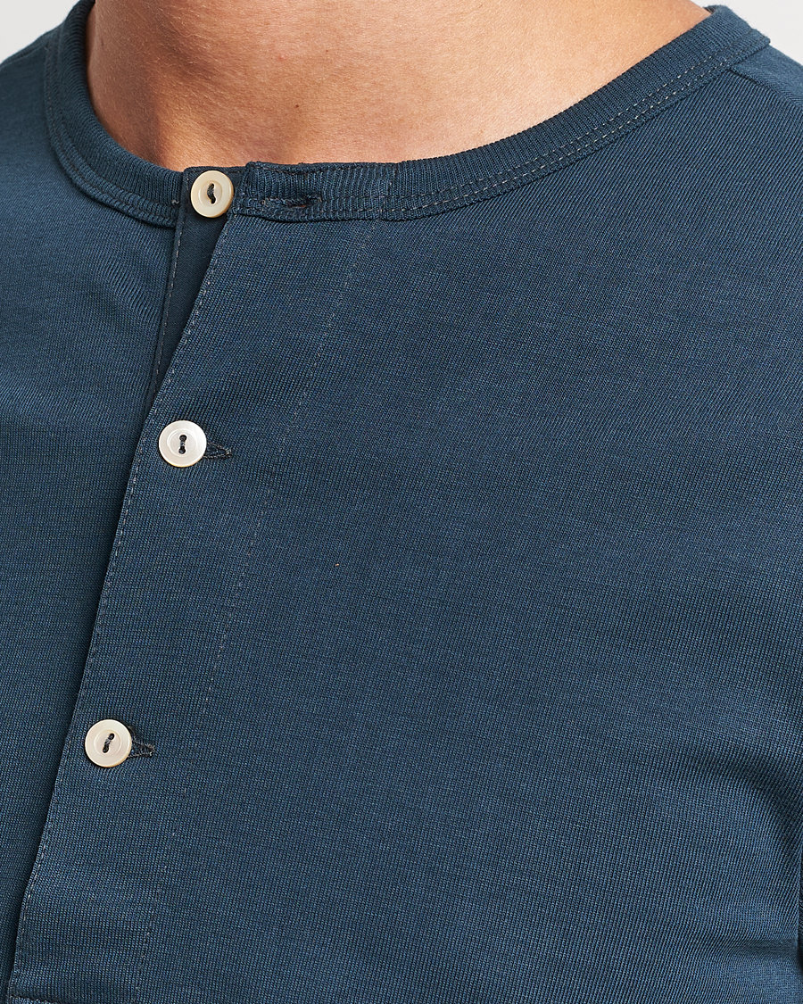Herren | Pullover | Merz b. Schwanen | Classic Organic Cotton Henley Mineral Blue