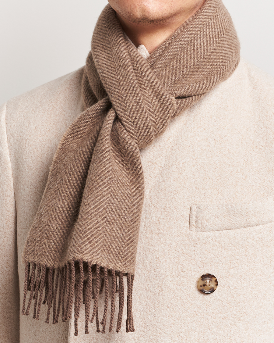 Herren | Schals | Begg & Co | Herringbone Cashmere Scarf 30*170cm Mink