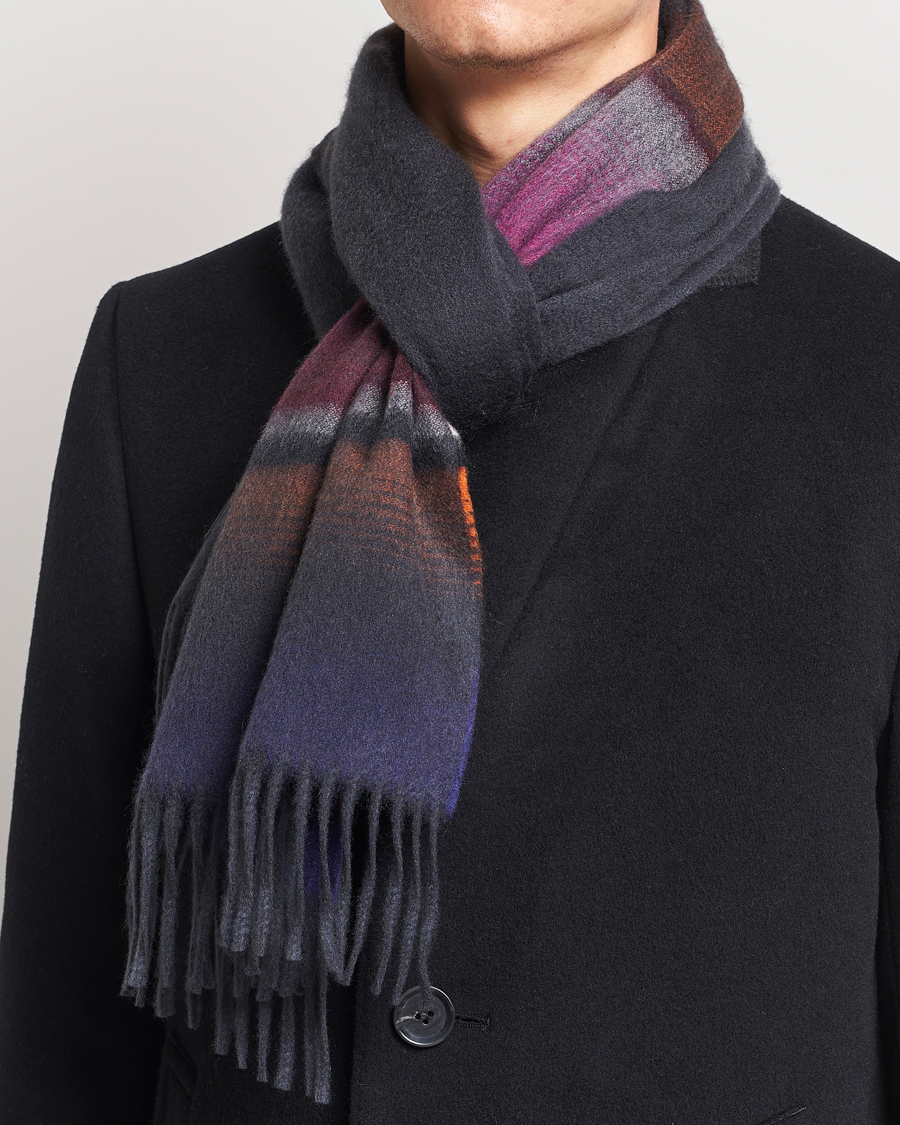 Herren | Schals | Begg & Co | Solid/Checked Cashmere Scarf 36*183cm Midnight Pink