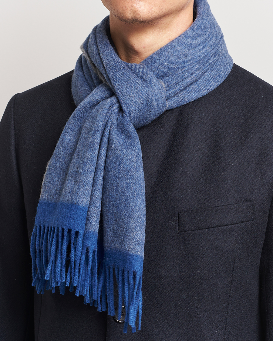 Herren |  | Begg & Co | Solid Board Wool/Cashmere Scarf Blue Grey