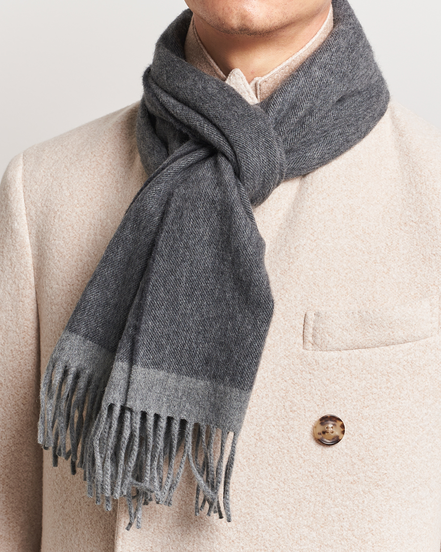 Herren | Schals | Begg & Co | Solid Board Wool/Cashmere Scarf Flannel Charcoal