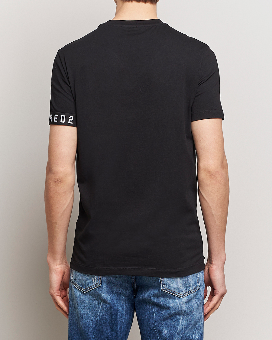Herren | T-Shirts | Dsquared2 | Taped Logo Crew Neck T-Shirt Black/White