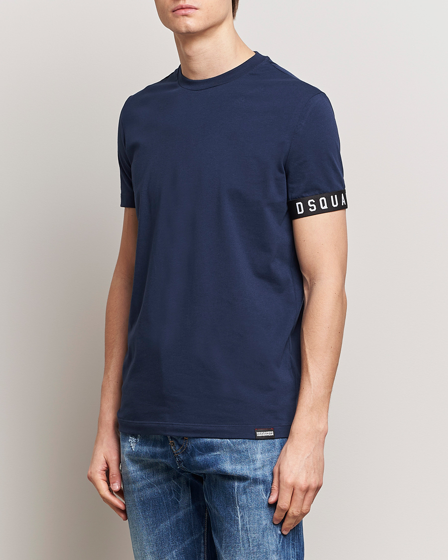 Men | Dsquared2 | Dsquared2 | Taped Logo Crew Neck T-Shirt Navy/White