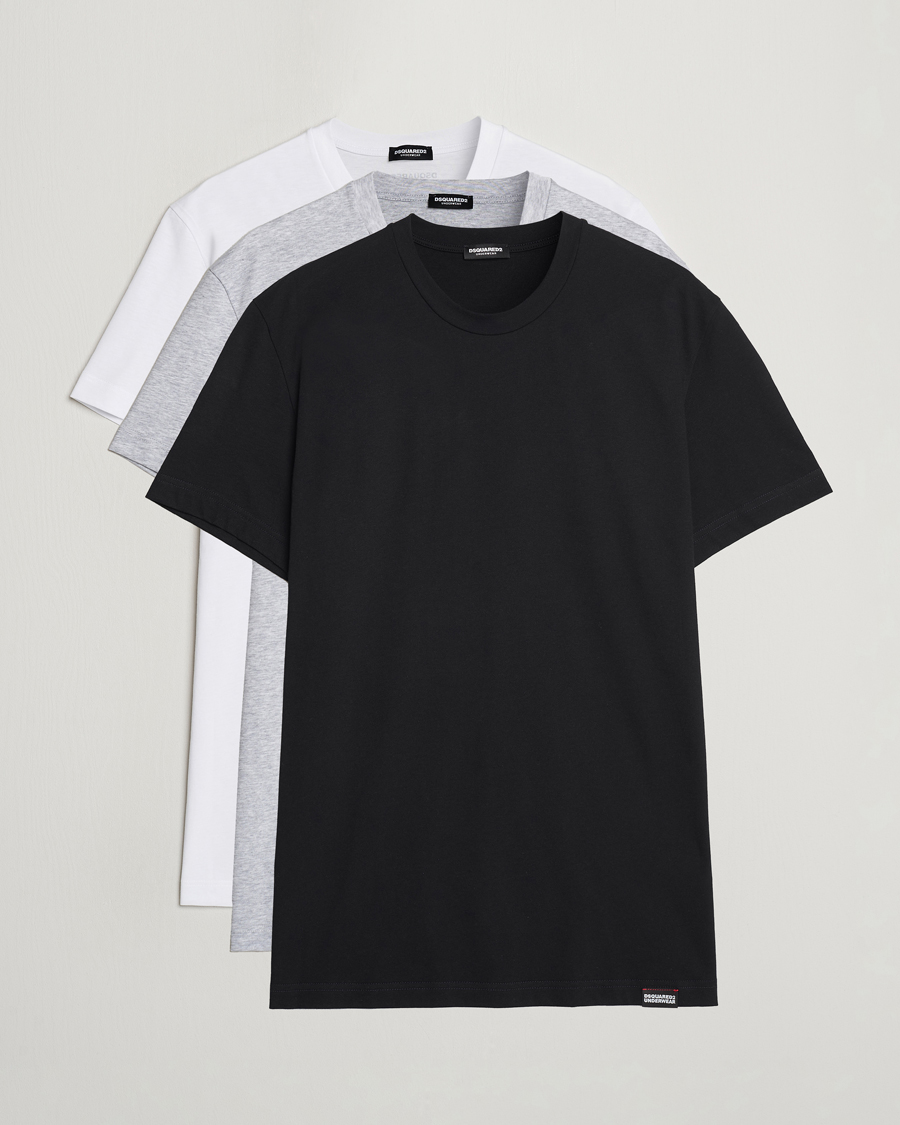 Herren | T-Shirts | Dsquared2 | 3-Pack Cotton Crew Neck T-Shirt White/Grey/Black