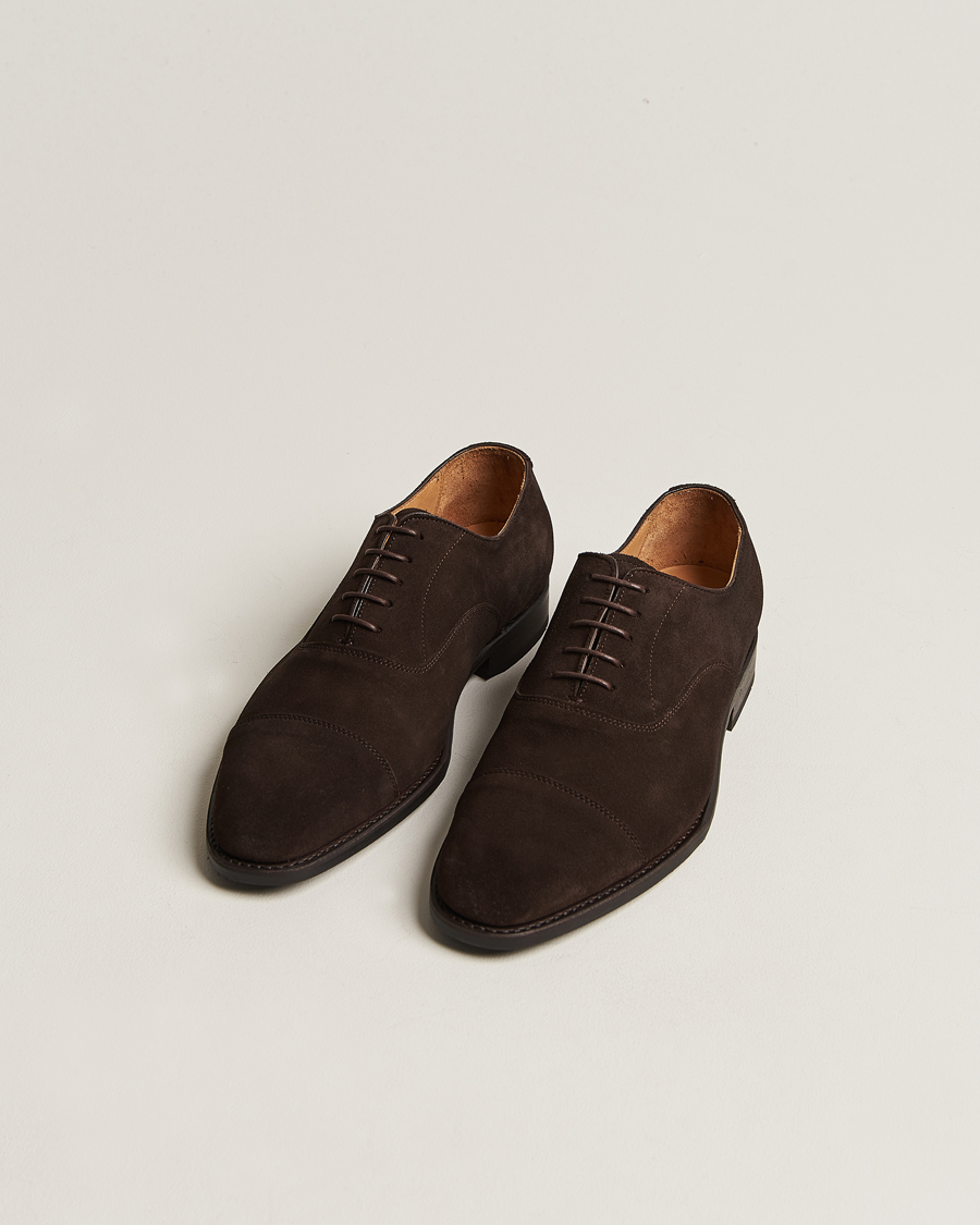 Herren | Handgefertigte Schuhe | Myrqvist | Äppelviken Oxford Dark Brown Suede