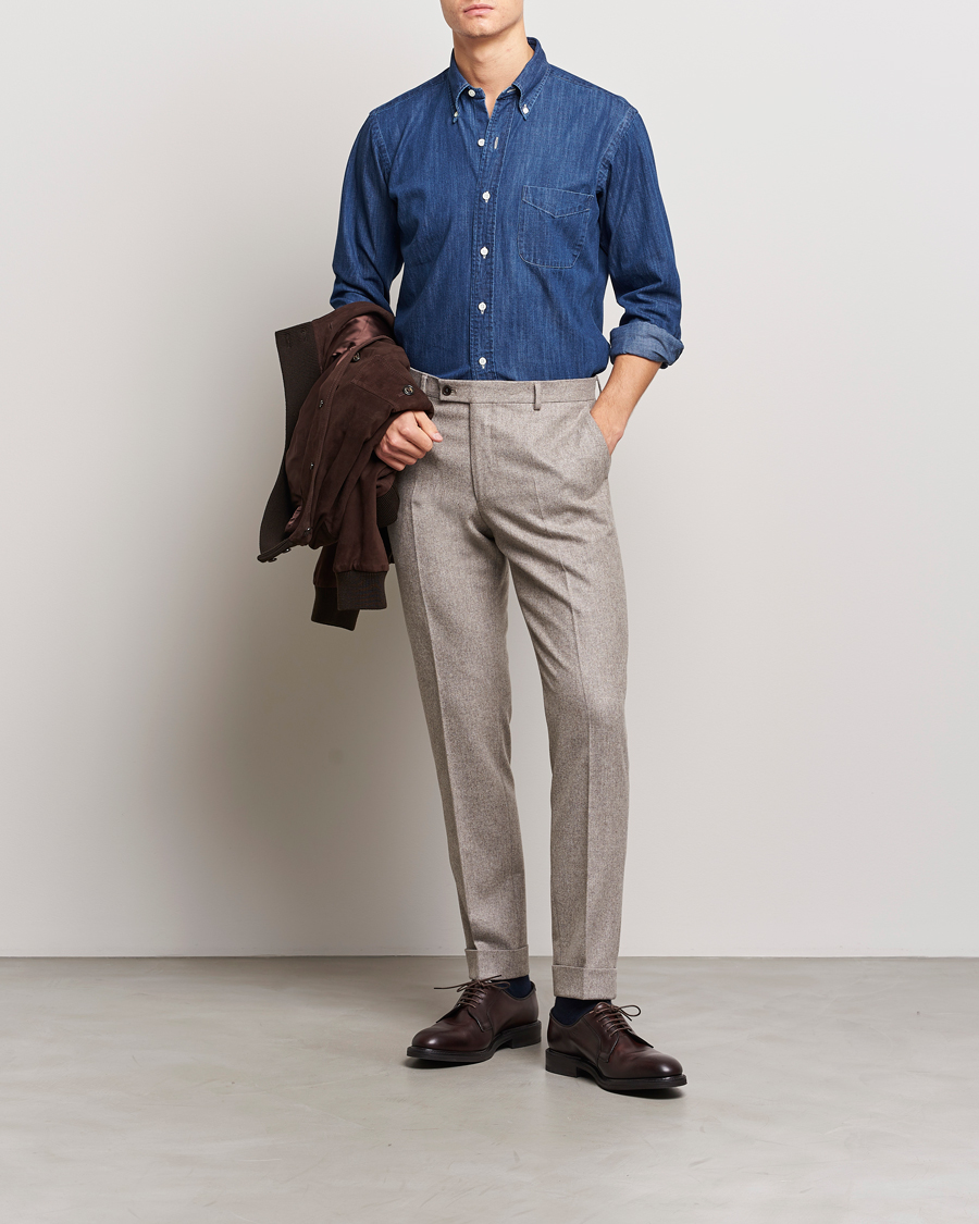 Herren | Hemden | Kamakura Shirts | Vintage Ivy Denim Button Down Shirt Dark Indigo