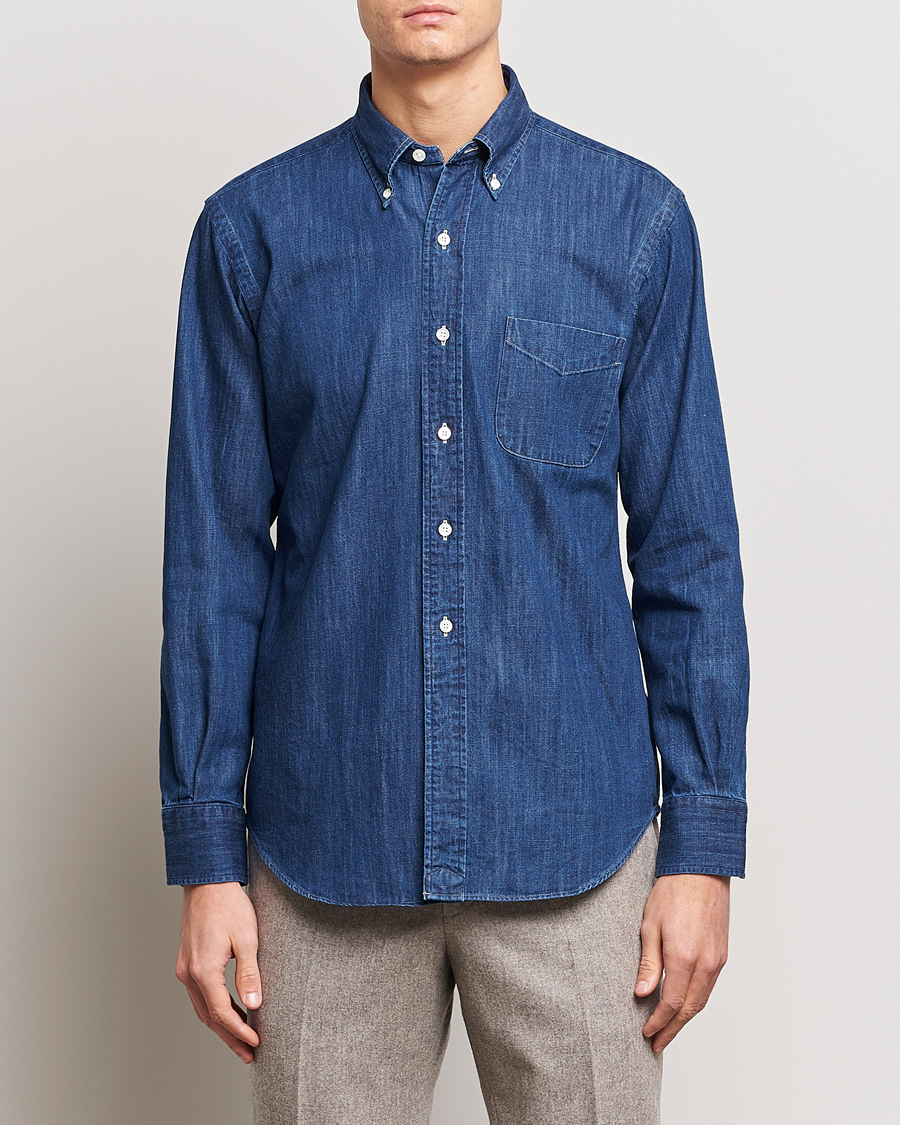 Herren | Kleidung | Kamakura Shirts | Vintage Ivy Denim Button Down Shirt Dark Indigo