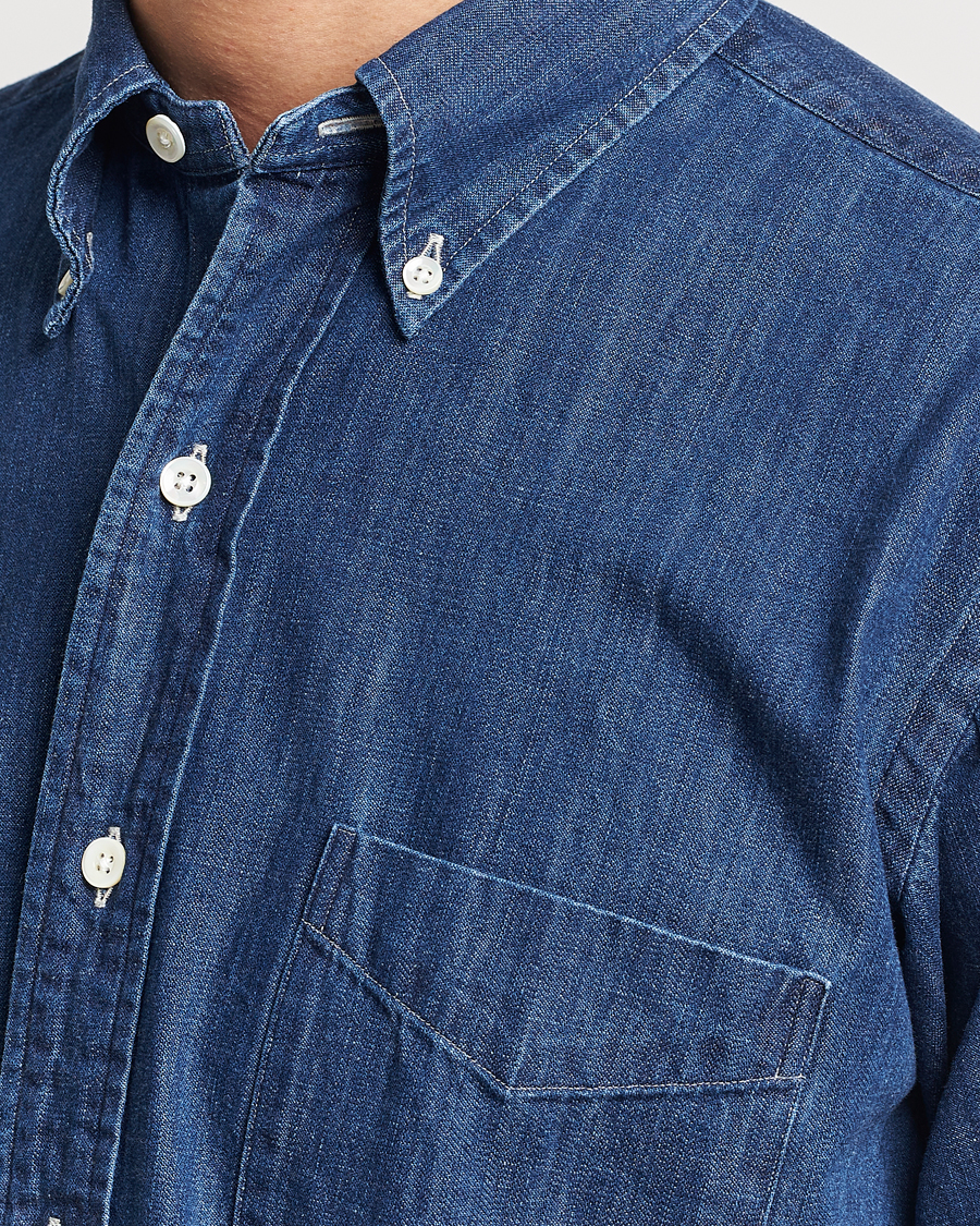 Herren | Hemden | Kamakura Shirts | Vintage Ivy Denim Button Down Shirt Dark Indigo