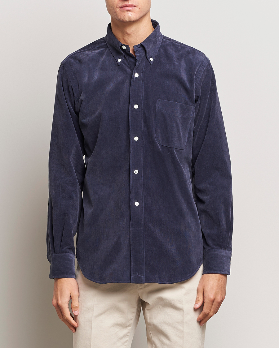 Herren | Kamakura Shirts | Kamakura Shirts | Vintage Ivy Japanese Corduroy Shirt Navy